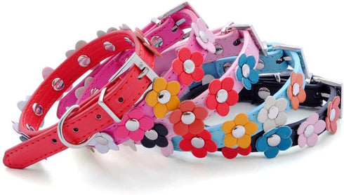 Flower Dog Collars for Small Dogs, Fancy Pretty Colorful Floral Cute Girl Puppy Collar for Xs Small Breed Pet Female Dogs Tiny Cats, Hot Pink Xsma...