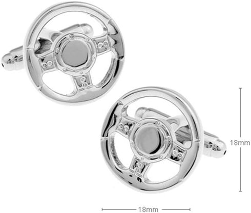 Steering Wheel Cufflinks Race Car Driver Metal Cuff Links...
