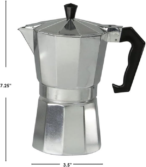 Authentic 6 Cup Demitasse Shot Aluminum Stovetop Espresso Maker by Home Basics | Safety Release Valve | Italian Style Moka Pot for Rich, Aromatic ...