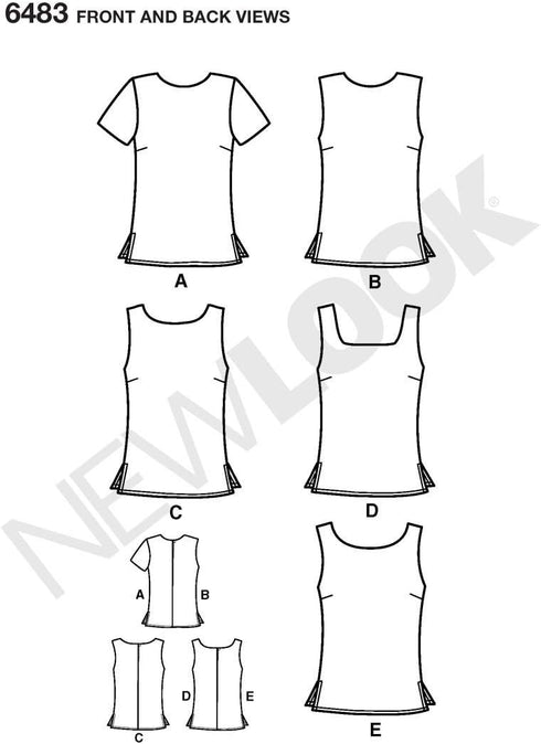 New Look Sewing Pattern 6483 Misses Tops, Size A (6-8-10-12-14-16)...