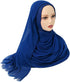 LMVERNA Pleated Solid Color Double-End Tassels Headscarf for Women, New Breathable Soft Rayon Scarf...