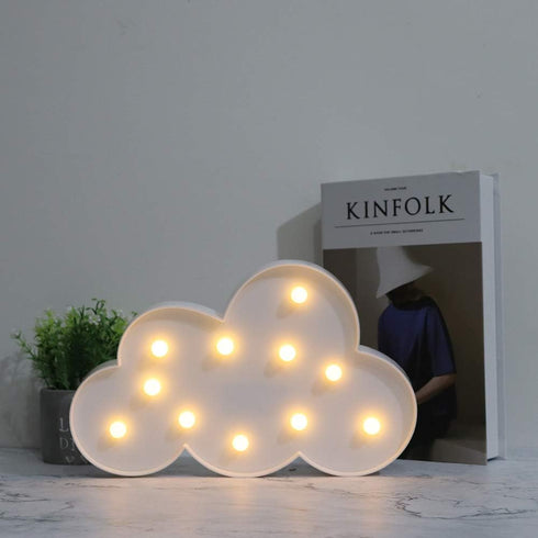 White LED Cloud Marquee Signs, Light Up Cloud Decorative Signs Hanging Hole Nursery Room Night Light for Baby Shower, Party Supply, Christmas Deco...