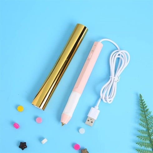 Heated Gold Foil Pen & Glimmer Heat-Activated foil Roll Sets for Card Making Scrapbooking Tool Kits Calligraphy Tip 2.5x0.35mm Scrapbooking Drawin...