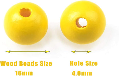 AD Beads Large Hole Wood Spacer Wooden Jewelry Making Bracelet Necklace Chandelier, Large Wooden Rosary Beads Craft Beads (16mm 100pcs, Yellow)...