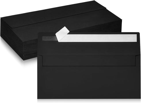 50 Pack #10 Business Envelopes, Black Standard Envelopes Self Seal, Letter Size Business Mailing Envelopes for Checks Letters Invoices Statements ...