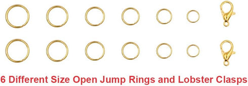 EuTengHao 1504Pcs Gold Open Jump Ring and Lobster Clasps Kit Jewelry Making Repair Supplies Kit with Jewelry Pliers Tweezers for Necklace Jewelry ...