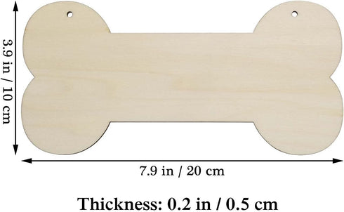 3 Pcs Dog Bone Wood Sign Blank Wooden Plaque Unfinished Wood DIY Crafts Hanging Sign with Ropes for Puppy Pet House Door Wall Decorative, 3.9x7.9 ...