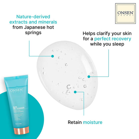 Onsen Japanese Natural Face Wash - Premium Hydrating Aloe Vera Face Wash - Daily Night Travel Facial Cleanser for Makeup Removal and Dry Skin with...