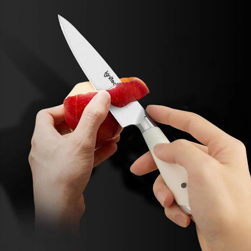 5 inch Paring Knife, German 1.4116 Stainless Steel Peeling Knife, Fruit Vegetable Knife with White ABS Handle, Razor Sharp Small Kitchen Knife wit...