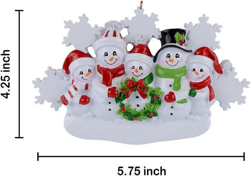 Snowman Family of 5 Personalized Christmas Tree Ornament 2025 Custom Family Keepsake Gifts for Grandparents, Parents, Kids, Neighbors...