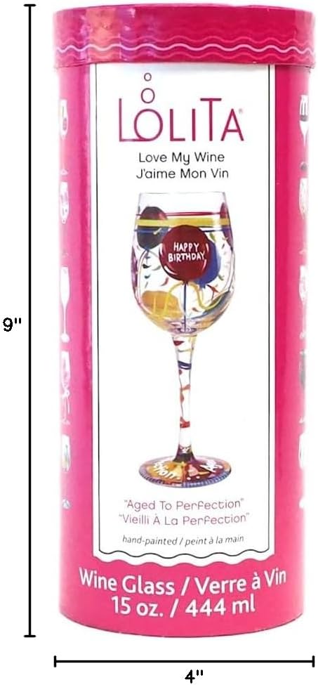 Lolita Aged to Perfection Birthday Artisan Painted Wine Glass...