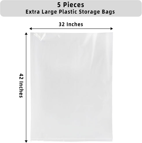 32x42 Inches Large Clear Plastic Storage Bags,Big Gaint Jumbo Huge Plastic Storage Bags for Blanket, Duvets, Pillows, Comforters and More 5 Pieces...