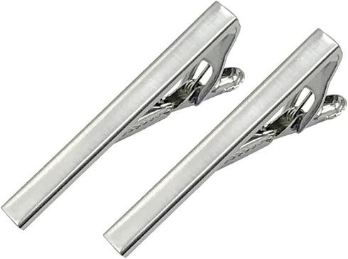 2.1 Inch Long Mens Tie Clip Clasp Bar Set for Regular Ties Spring Loaded End...