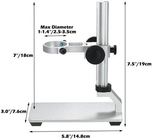 Ninyoon Universal Microscope Stand Pro, Stable Professional Aluminum Alloy Scope Base Holder Support Bracket for Max Diameter 1.4" USB Digital Wir...