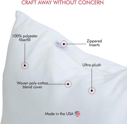 Fairfield Poly-Fil Premier Ultra Plush Insert Travel Pillows and Home Decor, 10 x 10-Inch, White...