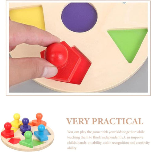 Totority Wooden Peg Shape Puzzle Montessori Puzzle Jigsaw Puzzle Geometric Toy Toddlers Preschool Learning Educational Material...