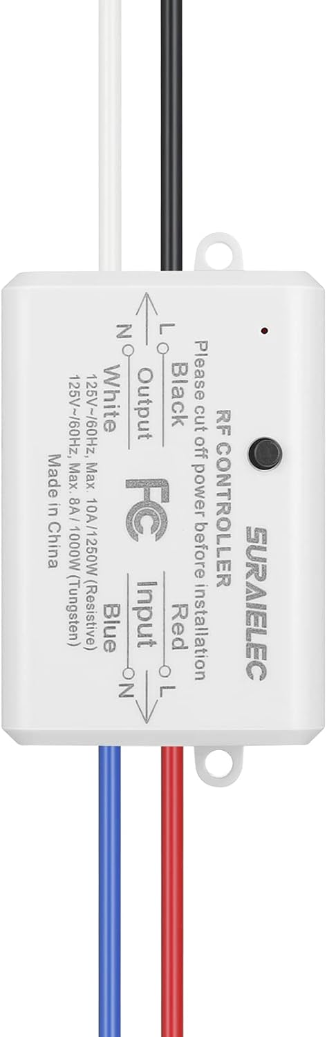 Suraielec Single Wireless Receiver Kit Accessory (Receiver Only, Remote Sold Separately), Programmable and Expandable...