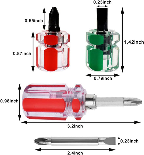 6PCS Mini Stubby Screwdriver Sewing Machine Screwdriver Set, Small Flat Head Screwdriver Short Phillips Screwdriver 2-in-1 Cross-Head Flathead Int...