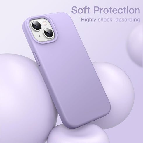 JETech Silicone Case for iPhone 13 6.1-Inch, Silky-Soft Touch Full-Body Protective Phone Case, Shockproof Cover with Microfiber Lining (Light Purp...