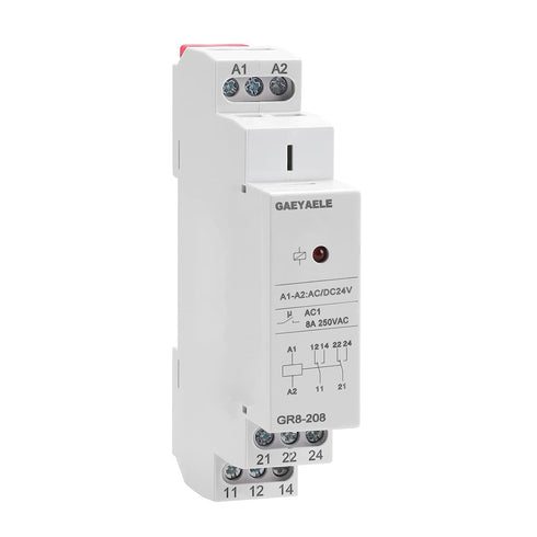 Intermediate Relay Auxiliary Relay 8A 2SPDT Din Rail Switch Relay(GR8-208,AC/DC 24V)...