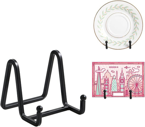 Plate Holder Easel Display Stand - 3 inch Metal Plate Stands for Display - Tabletop Picture Stand - Black Iron Easels for Display Pictures | Photo...