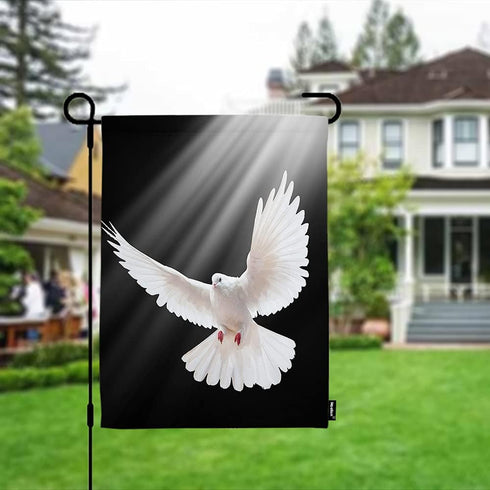 Moslion Dove Garden Flag Peace Bird White Dove with Swings Flying in the Sky Sunlight Flags Double-Sided Banner Welcome Yard Flag Outdoor Home Dec...
