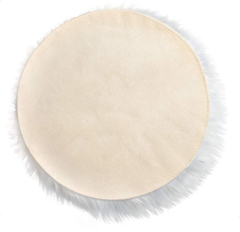 IVON 15.5'' White Round Faux Fur Rug, Fluffy Soft Rug Cushion for Chair, Background for Nail Desk Photos (1pcs White)...