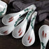 Ceramic Soup Spoons set, Chinese Style Glaze Porcelain Rice Spoons, Asian Tableware spoons Set of 4 (Dark green)...