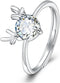 HUKQBUNX 925 Sterling Silver Cut 3 Carat Cubic Zircon Christmas Deer Ring Engagement Diamond Ring Wedding Lady Elegant Diamond Ring Opening Adjust...