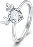 HUKQBUNX 925 Sterling Silver Cut 3 Carat Cubic Zircon Christmas Deer Ring Engagement Diamond Ring Wedding Lady Elegant Diamond Ring Opening Adjust...