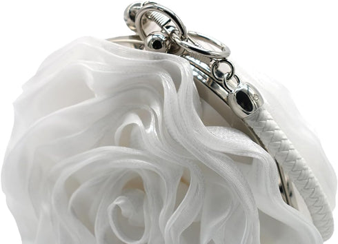 Rose Shaped Evening Bag Soft Satin Clutch Purse Floral Wristlet Handbag for Women Wedding Party Purse...