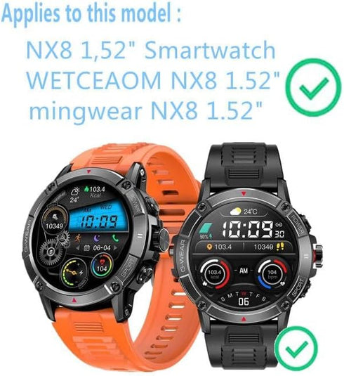 Screen Protector Compatible for Jdcrsj Military S66 Smart Watch 1.52" (3 Pack) 9H Tempered Glass Film Compatible for Nehcovbo, Bvlrksc NX8 Smart W...