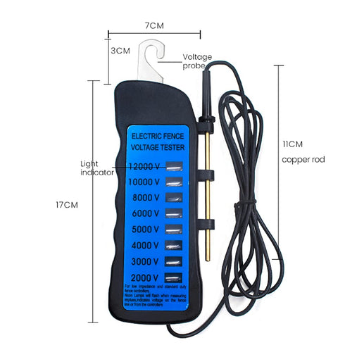 Electric Fence Voltage Tester, 12KV Fence Tester 8 Neon Indicator Lights/Fence Tester for Farms...