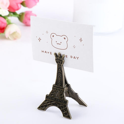 Memo Clip 4PCS Creative Eiffel Tower Shape Metal Memo Paper Clip for Photo Paper Decoration Retro Name Card Picture Clip Holder School Office Supp...