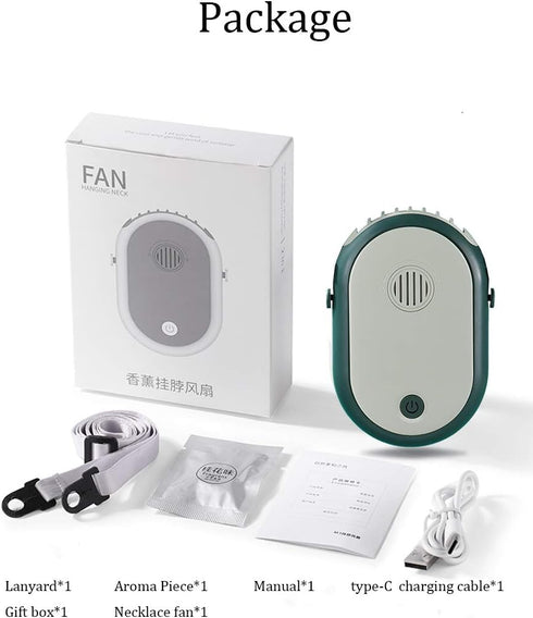 Portable Hanging Neck Fan Wearable Personal Fan Battery Operated USB Rechargeable 3 Speed Mini Handheld Cooling Necklace Fan for Women Eyelash Cam...