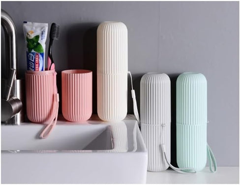 Travel Toothbrush Cup Case,Toothbrush Holder with Cover Travel Toothbrush Containers Portable Toothpaste Storage Toothbrush Case and Carrier (Box-...