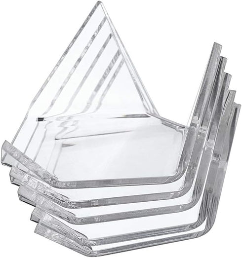 Hipiwe 5 Packs Acrylic Triangle Display Holder - Display Easel Stands for Geodes Rock Mineral Agate Fossil Coral, Clear Plastic Display Stands for...