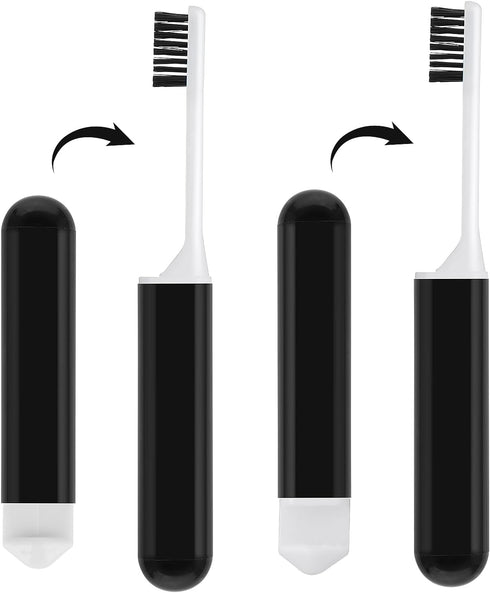 Sibba Travel Toothbrushes Cover Case Holders Kit Soft Bristles Tooth Brushes Mini Size Portable Small Folding Pack Supplies Tiny Set Compact Wrapp...