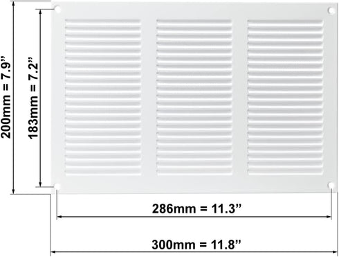 EUROPLAST 12x8 inch Vent Cover with Screen Mesh - White Register Vent Cover - Metal Air Return Grill - HVAC Vent Register for Home Improvement - C...