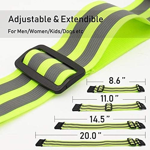 Reflective Running Gear Bands Belt for Night Walking, Reflective Bands for Runners Women Kids Men, Bicycle Pants Cuff Bands Clip, Arm Ankle Leg Sa...