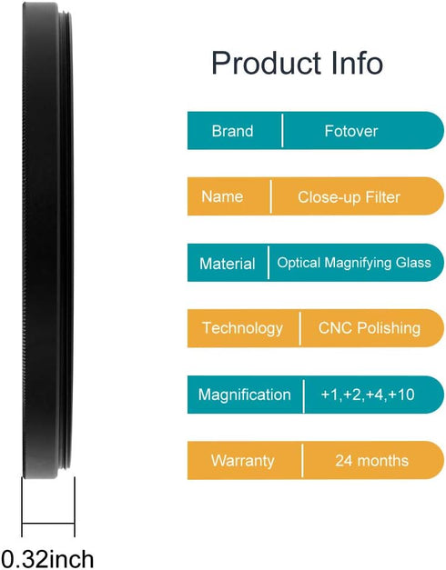 77mm Close-up Filter Kit 4 Pieces(+1,+2,+4,+10) Macro Filter Accessory Close-up Lens Filter Kit Set with Lens Filter Pouch for Canon Nikon Sony Pe...