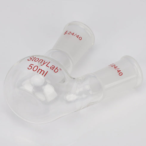 stonylab Flat Bottom Flask FBF, Heavy Wall 2-Neck Lab Flask Borosilicate Glass Flat Bottom Boiling Flask with 24/40 Standard Joint, 50 ml...