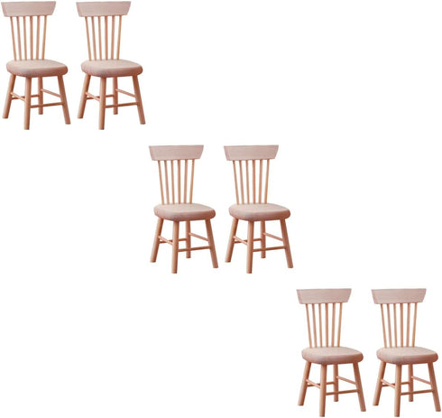 Toyvian 6 pcs 1: 12 Scale Dollhouse Chairs Mini Wood Chair Miniature Furniture Photograph Layout Props for Dollhouse Lanscape Garden...