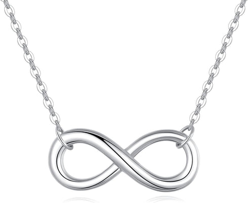 Rhodium Plated 925 Sterling Silver Infinity Necklaces for Women, 18 Inch...