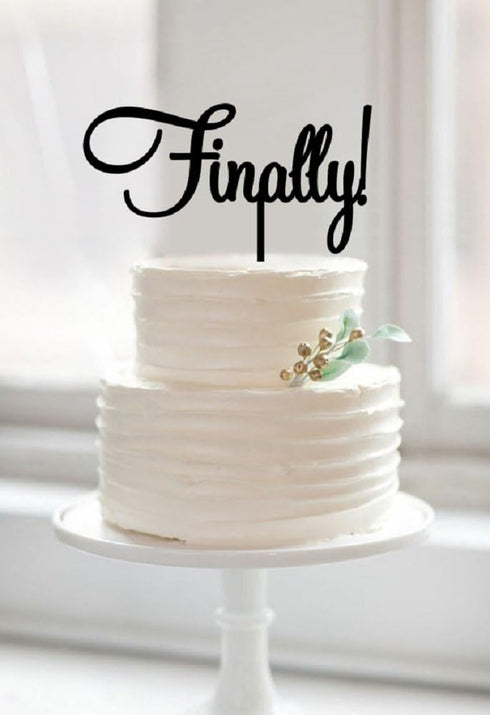 Finally Cake Topper-Engagement Wedding Anniversary Decoration Cake Topper Black...