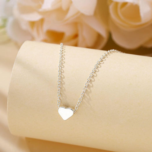 Simple Choker Heart Pendant Necklace for women (silver)...