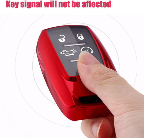 TPU Case 360 Degree TPU Protection Smart Keyless Entry Holder Remote Key Fob Cover Fit for 2021 2020 2019 Dodge Ram 1500 5B Rubber Key Fob Cover G...