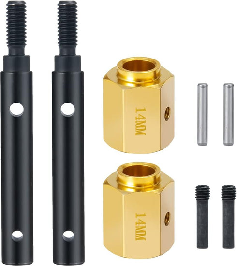 RCLIONS Steel Stub Axle with Brass Extended Wheel Hubs Hex +14mm for TRX4 1/10th RC Crawler Car...