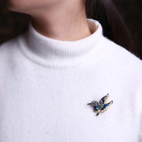 Acxico 3Pcs Fashion Color Enamel Hummingbird Alloy brooches Women Party Skirt Clothing Accessories Brooch Bird...
