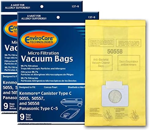 EnviroCare Replacement Vacuum Bags Designed to Fit Kenmore Canister Type C or Q 50555, 50558, 50557 and Panasonic Type C-5 18 pack...